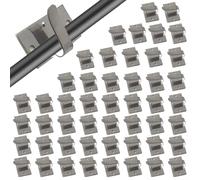 Lot de 50 clips de fil pour guirlande lumineuse d'extérieur - Crochets autocollants en métal - Dos solide sans perçage - Résistant aux intempéries - Deux tailles : 2 x 1,1 cm, 2,5 x 1,5 cm, argenté