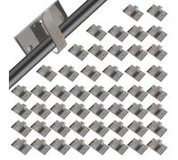 Lot de 50 clips de fil pour guirlande lumineuse d'extérieur - Crochets autocollants en métal - Support solide sans perçage - Résistant aux intempéries - Deux tailles : 2 x 1,1 cm, 2,5 x 1,5 cm