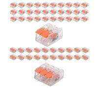 Lot de 50 connecteurs de câble 3 conducteurs et 2 fils, bornes de connexion 0,14 à 4 Mm² (24-12 awg), bornes à levier compatibles avec les bornes Wago 3 broches, bornes de lustre et serre-câbles pour