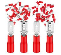 Lot de 50 cosses plates et fiches plates 0,5-1,5 mm² rouge/largeur de connecteur 2,8 mm partiellement isolées en PVC connecteur mâle FDD & MDD en laiton étamé