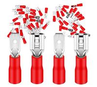 Lot de 50 cosses plates et fiches plates 0,5-1,5 mm² rouges/largeur de connecteur 4,75 mm partiellement isolées en PVC connecteur mâle FDD & MDD en laiton étamé