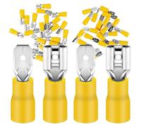 Lot de 50 cosses plates et fiches plates 4,0-6,0 mm² jaune/largeur de connecteur 6,35 mm partiellement isolé en PVC connecteur mâle FDD & MDD en laiton étamé