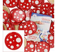 Lot de 50 Couvercle to 82 champignon rouge à pois blanc Convient pour 230 ml/350 ml/435 ml Verres