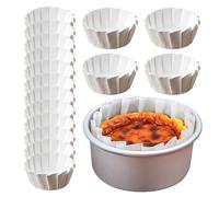 Lot de 50 doublures de cuisson rondes en papier sulfurisé résistant à l'huile pour gâteau et dessert - Tasses interactives et antiadhésives pour four, friteuse à air, cupcakes et cheesecake basque