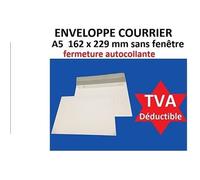 lot de 50 enveloppe courrier A5 - C5 papier velin blanc 90g format 162 x 229 mm une enveloppe blanche avec fermeture bande adhésive