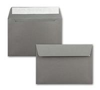 Lot de 50 enveloppes - DIN C5 graphite (gris) - 16,2 x 22,9 cm - Fermeture adhésive - Enveloppes élégantes pour grandes invitations et cartes pour un anniversaire ou un mariage