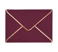 Lot de 50 enveloppes d'invitation de format A7, bordeaux, 12,7 x 17,8 cm, avec rabat en V, enveloppes à fermeture rapide avec bordure dorée pour cartes de 12,7 x 17,8 cm, anniversaire, mariage, remise