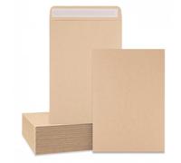 Lot de 50 enveloppes en papier kraft - Format C5 - Sans fenêtre - Marron - 229 x 162 mm - 120 g - Fermeture adhésive
