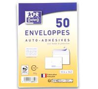 Lot de 50 EnveloPPes Oxford 114x162 auto adhesive precasee - blanc