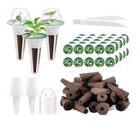 Lot de 50 Éponges de Culture, Kit De Dosettes De Graines avec 12 Paniers De Plantation, 12 Couvercles Transparents, 50