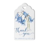 Lot de 50 étiquettes de remerciement florales jacinthe des bleuets pour mariages, fêtes et sacs cadeaux