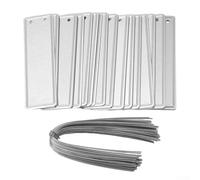 Lot de 50 étiquettes d'identification double face en aluminium pour plantes de jardin - Marqueurs métalliques étanches avec fil de fer - 82 x 25 x 0,5 mm