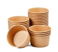 Lot de 50 gobelets en carton, gobelets à soupe, bols à salade, gobelets à glace, en carton, gobelets jetables compostables pour soupe, salade, dessert, apéritifs (400 ml)