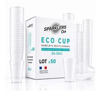 - Lot de 50 Gobelets Reutilisables 25cl (33cl a ras-bord) - Polypropylene (PP) alimentaire rigide - CompatibleGivreLot de 50