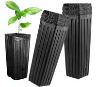 Lot de 50 grands pots d'arbre profonds en plastique avec trous de drainage pour intérieur et extérieur - 24,9 x 12 cm (H x l)