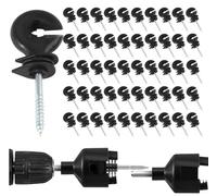 Lot de 50 isolateurs annulaires pour clôture électrique, isolateurs à vis, isolateurs à vis, accessoires de clôture électrique pour poteaux en bois et 1 mandrin de clôture électrique, auto-attaque
