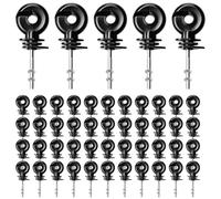 Lot de 50 isolateurs de clôture de pâturage, 90 x 6 mm, filetage M6, noirs, isolateurs d'anneaux, isolateurs d'anneaux de clôture électrique, isolateurs pour poteaux en bois, fil de pâturage, ruban