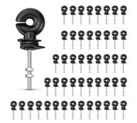 Lot de 50 isolateurs de clôture de pâturage, M6 x 90 mm, isolateurs annulaires pour clôture électrique et poteaux en bois, convient pour fil, tresse, corde, cordon et ruban jusqu'à 12 mm, isolateur de