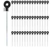 Lot de 50 isolateurs de clôture électrique à visser à long anneau en maille métallique pour clôture de prairie électrique, isolant de poteau en bois pour fil de corde, fil