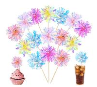 Lot de 50 jolies décorations de cupcakes « Happy Birthday » en forme de feu d'artifice en aluminium pour fête d'anniversaire, guirlandes scintillantes pour décoration de gâteaux, fournitures de fête