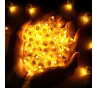 Lot de 50 LED Balloon Lumière, Orange Chaud, Rond, 2 Piles LR41 | Mini Boule Ronde, Pour Lanternes en Papier, Mariages et Fêtes, Décorations d'Anniversaire, Noël