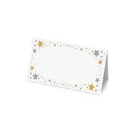 Lot de 50 marque-places en forme d'étoile dorée - 8 x 4 cm - Pour décoration de table, Noël, fêtes et mariage