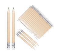 Lot de 50 mini crayons à papier avec gomme, 10 cm, en bois, prétaillés, pour écriture et dessin