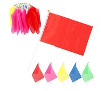 Lot de 50 mini drapeaux sur bâtons, petits drapeaux tenus à la main, vierges, petits drapeaux multicolores, pour événements sportifs, célébrations et fêtes, 21 x 14 cm (rouge, jaune, vert, rose)
