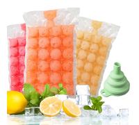 Lot de 50 Moules Sacs à Glaçons Jetables Auto-Scellants Pouvant Contenir Jusqu'à 1200 Glaçons, avec Entonnoir en sSilicone,Polyéthylène de Qualité Alimentaire Ice Cube pour Whisky Cocktails Boissons
