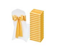 Lot de 50 nœuds de chaise en satin doré, 17,8 x 274 cm, pour décoration de mariage, cérémonie, baby shower, banquet