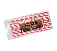 Lot de 50 pailles en papier biodégradables à rayures rouges et blanches 20 cm environ