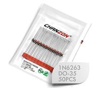 (Lot de 50 pièces) Chanzon 1N6263 Diodes de redressement de barrière Schottky 15 mA 60 V DO-35 (DO-204AH) Axial 6263 IN6263 Diode de commutation petit signal 15 mA 60 V