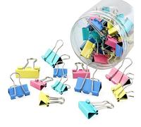 Lot de 50 pinces à reliure colorées, 3 tailles de pinces pliantes en métal - 15 mm/19 mm/25 mm