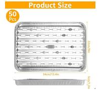 Lot de 50 plaques de cuisson jetables en aluminium pour barbecue, 34 x 23 x 3 cm, avec trous, pour grillades en extérieur.