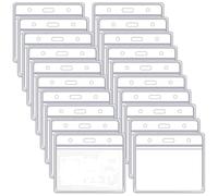 Lot de 50 Porte Badge, Porte Carte Transparent Porte-badge Horizontal Porte-Cartes en Plastique pour École Bureau Carte d'Identité Carte de Visite Carte Bus Pass