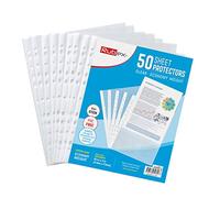 Lot de 50 protège-feuilles RUBEX transparents, capacité 21,6 x 27,9 cm, chargement par le haut, 11 trous renforcés, sans acide, sans danger pour documents et photos