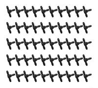 Lot de 50 raccords d'irrigation en polypropylène de 4 mm, y compris 4 mm en T à double ardillon de 4 mm et cannelure simple de 7,5 mm pour le débit d'eau (tee de 4 mm)