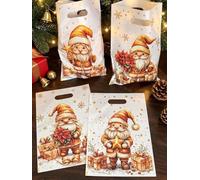 Lot de 50 sacs cadeaux de Noël avec film nacré Motif dessin animé B | Sacs cadeaux de vacances scintillants imperméables avec poignées - 16,5 x 25,4 cm - Réutilisables - Pour emballage cadeau de