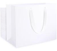 Lot de 50 sacs cadeaux en papier blanc, taille M, 27x8x21 cm