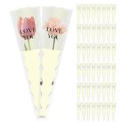 Lot de 50 sacs pour bouquet de fleurs - Emballage de fleuriste pour bouquets | Couche de film de protection imperméable, design transparent élégant, structure sécurisée facile à plier, anniversaire