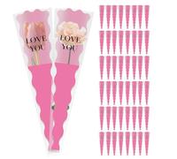 Lot de 50 sacs pour bouquet de fleurs - Emballage de fleuriste pour bouquets | Couche de film de protection imperméable, design transparent élégant, structure sécurisée facile à plier, anniversaire