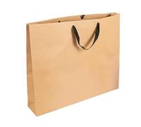 Lot de 50 sacs Sos avec poignées en coton noir 110 g/m2 52 + 10 x 42 cm naturel Kraft