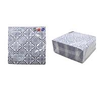 Lot de 50 serviettes Airlaid 40 x 40 cm, bleu et blanc