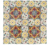 Lot de 50 Talaveras mexicains, 5 cm, carrelage fait à la main: Los Florals | Idéal pour Credence Cuisine, Carrelage Salle de Bain, Mosaique et Loisirs Créatifs - Lot de 50