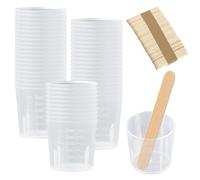 Lot de 50 tasses à mesurer de 30 ml en plastique gradué avec 50 bâtonnets pour peinture teinte, résine