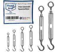 Lot de 50 tendeurs en acier inoxydable avec crochet et œillet en V4A selon la norme DIN 1480 1478 - Œillet à vis - Vis de serrage M 8 mm