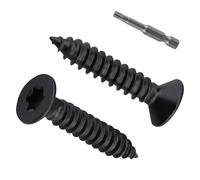 Lot de 50 vis Torx à tête plate en acier inoxydable 304 noir #12 x 1 + | Revêtement noir de qualité 18-8. Tête fraisée pour un montage encastré. Vis autotaraudeuses à 6 lobes pour armoires