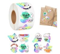 Lot de 500 autocollants en forme d'animaux marins - Autocollants « Thank You » - Imperméables - Pour bouteille d'eau, ordinateur portable, téléphone, tasse, scrapbooking, bagages, fête d'enfants