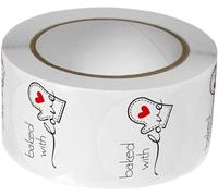 Lot de 500 autocollants ronds blancs Baked with Love pour sacs de boulangerie, étiquettes autocollantes pour emballage de bougies, étiquettes et autocollants, tampons autocollants multi-usages