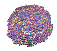 Lot de 500 carreaux de mosaïque carrés en céramique - 500 g - 1 x 1 cm - Fait à la main - Pour les amateurs de projets de mosaïque et de décoration d'intérieur (arc-en-ciel irisé)